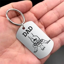 Personalized Custom Dad Keyring with Kids Name Family Keychain for Father Stainless Steel Papa Key Rings Father's Day Gift 2024