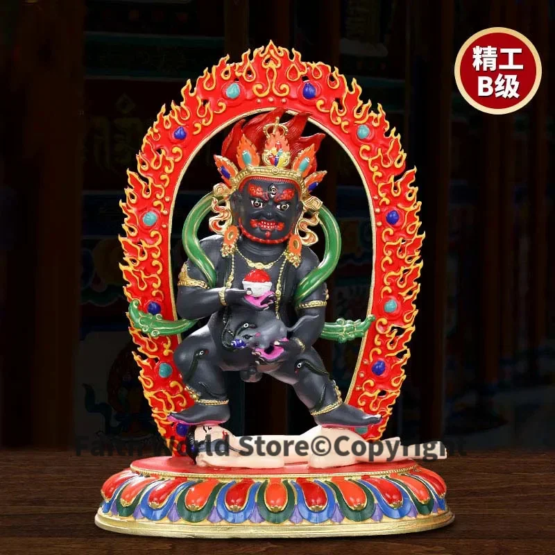 High grade COLOR Drew gilding Buddha brass statue HOME temple effective protection Tibetan Nepal Black Jambhala God Buddha