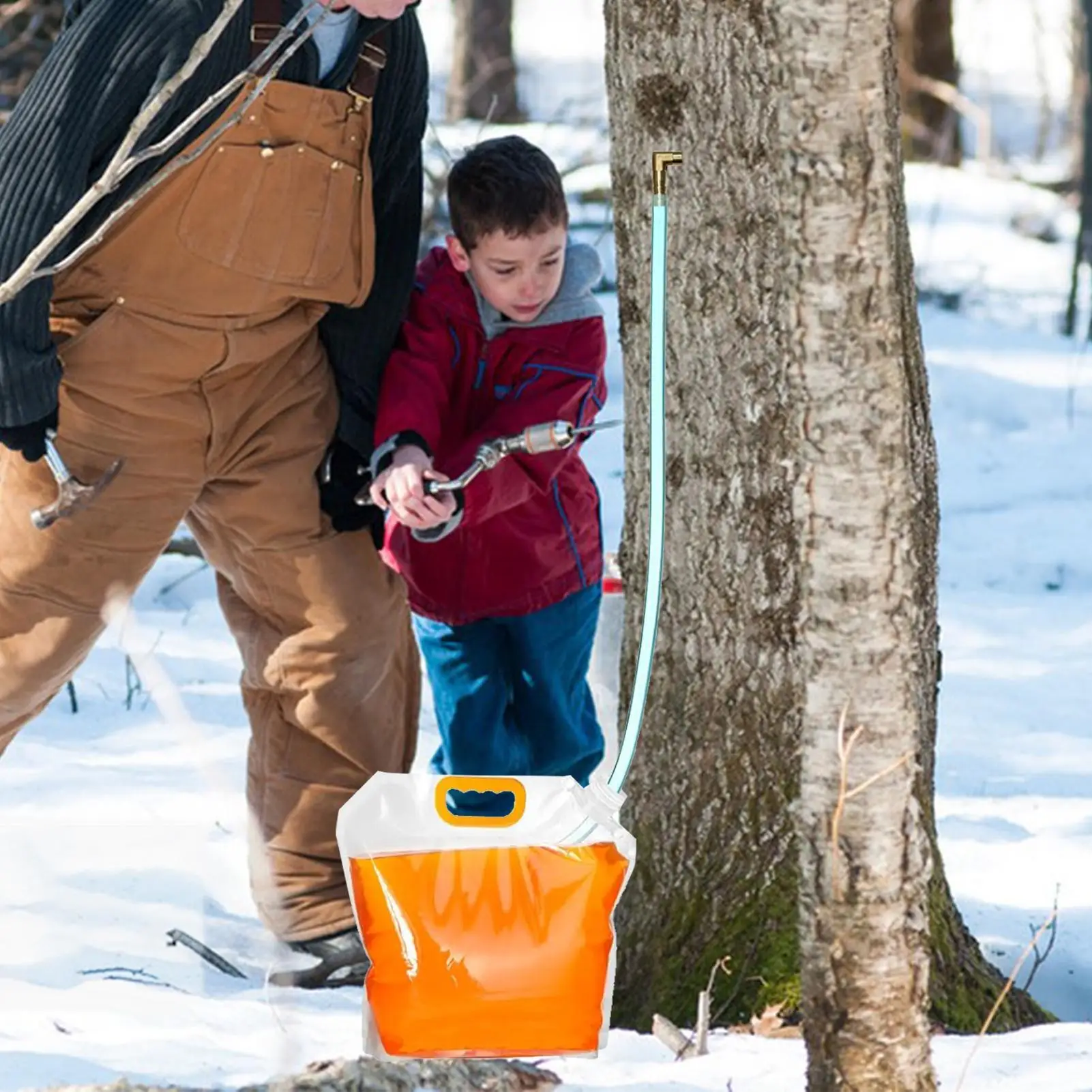 Maple Syrup Tapping Kit L Shaped Tree Tap Reusable Collection Bags Frost Resistant Tubing For Maple Birch Sap Collection Set