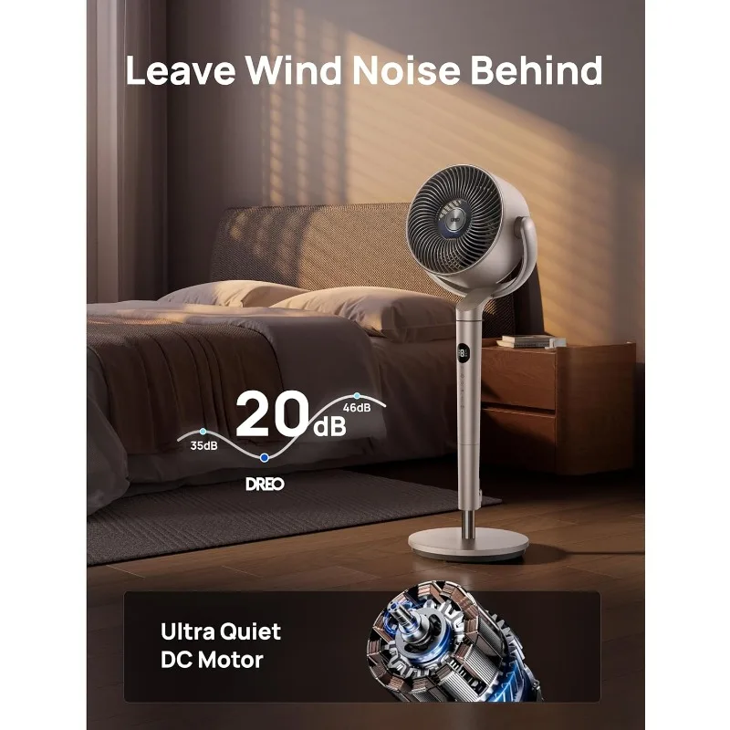 مراوح ذكية لغرفة النوم، 120 ° +120 ° مروحة متأرجحة متعددة الاتجاهات، مروحة بقاعدة هادئة بطول 90 قدمًا مع ضوء RGB، 9 سرعات #2