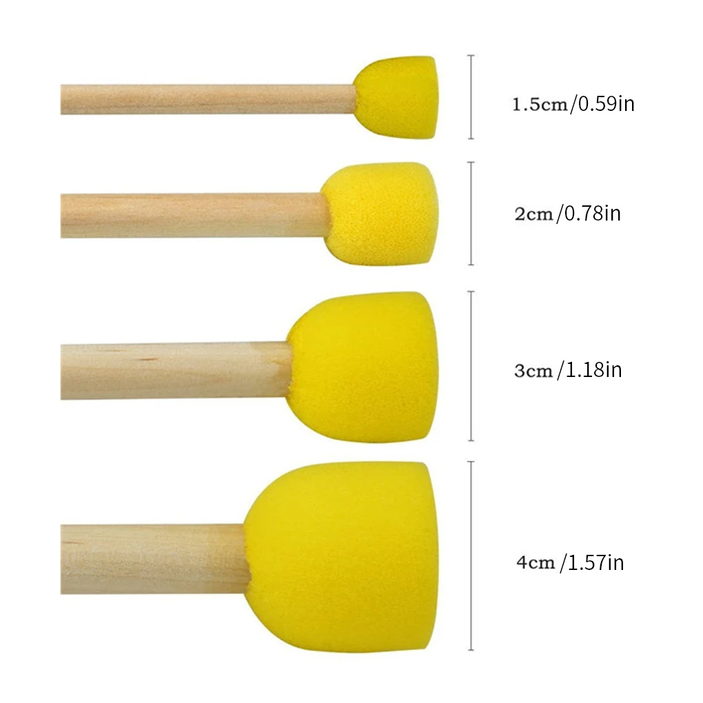 20pcs Round Sponges Brush Set Stencil Sponge Brushes DIY Painting Sponges Children Drawing Craft Brushes with Wood Handle