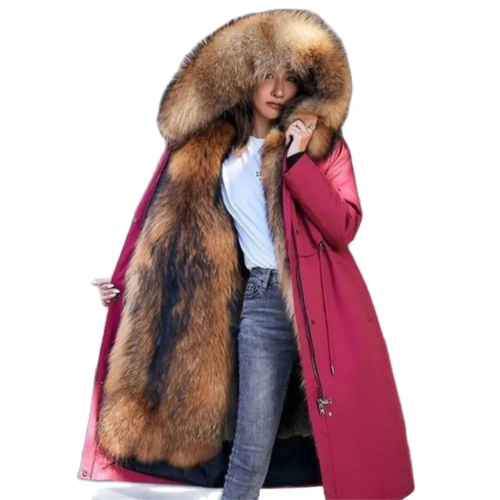 Down Long Waterproof Jackets for Women Faux Fox Fur Coat Female Winter Jacket Puffer Jacket Warm Coats Women's Clothing 2024