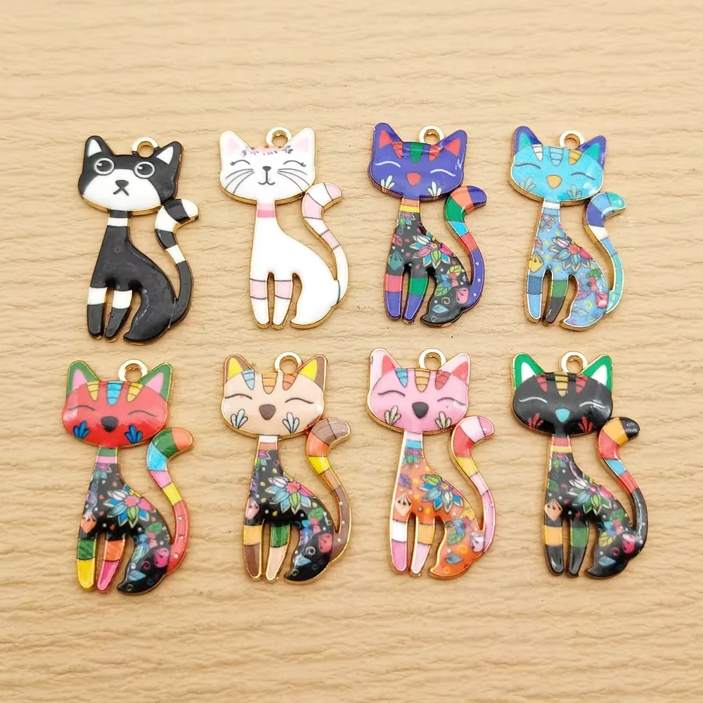 10pcs Cat Charm for DIY Jewellery Making Accessories