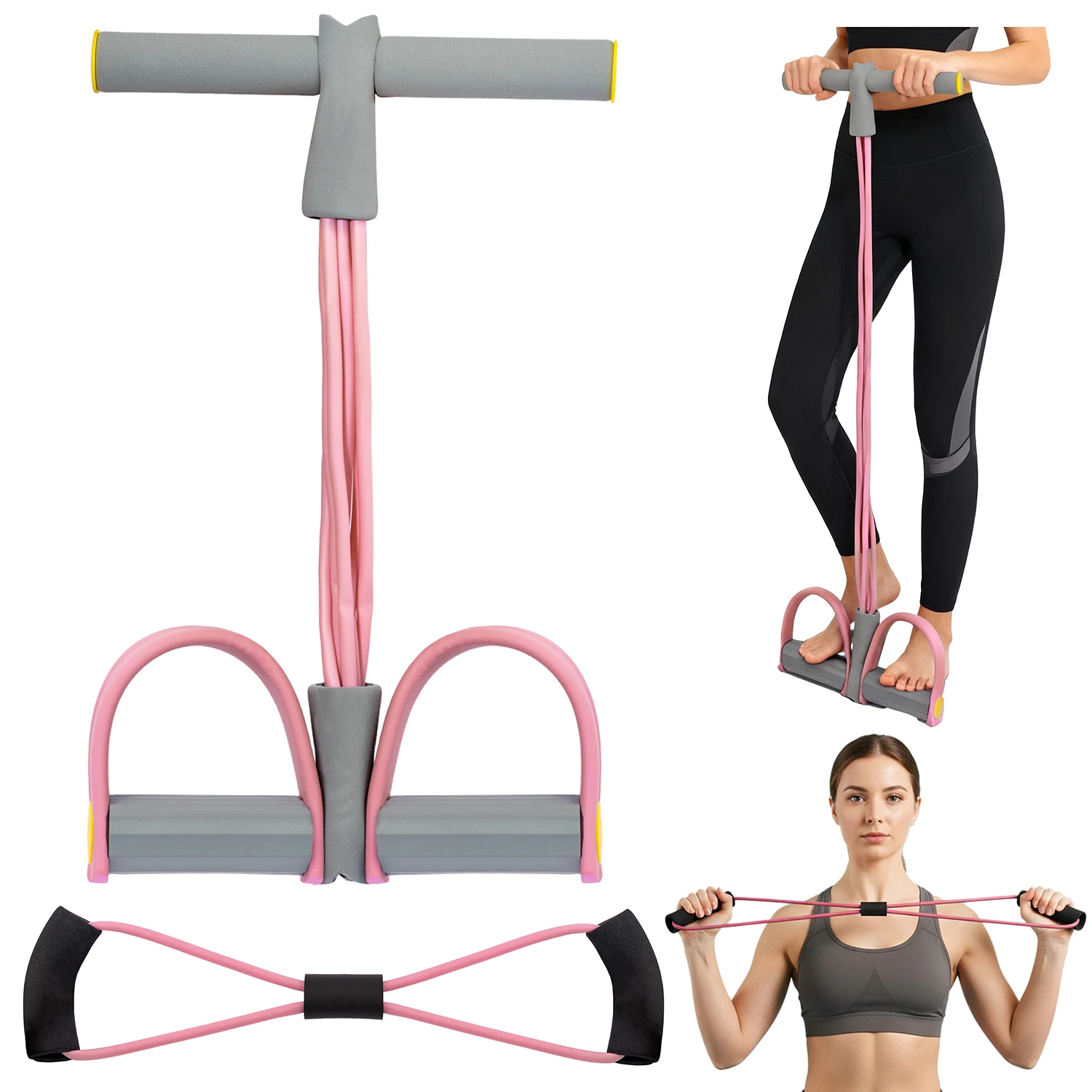 2PCS Fitness Resistance Bands Pedal Ankle Puller New Stretching Bands for Arm Leg Workouts Sit Up Rope for Home Gym Equipment