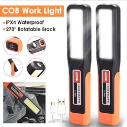 Powerful COB LED Work Light Car Garage Mechanic Lamp USB Rechargeable Flashlight Magnetic Torch Emergency Light Warning Light