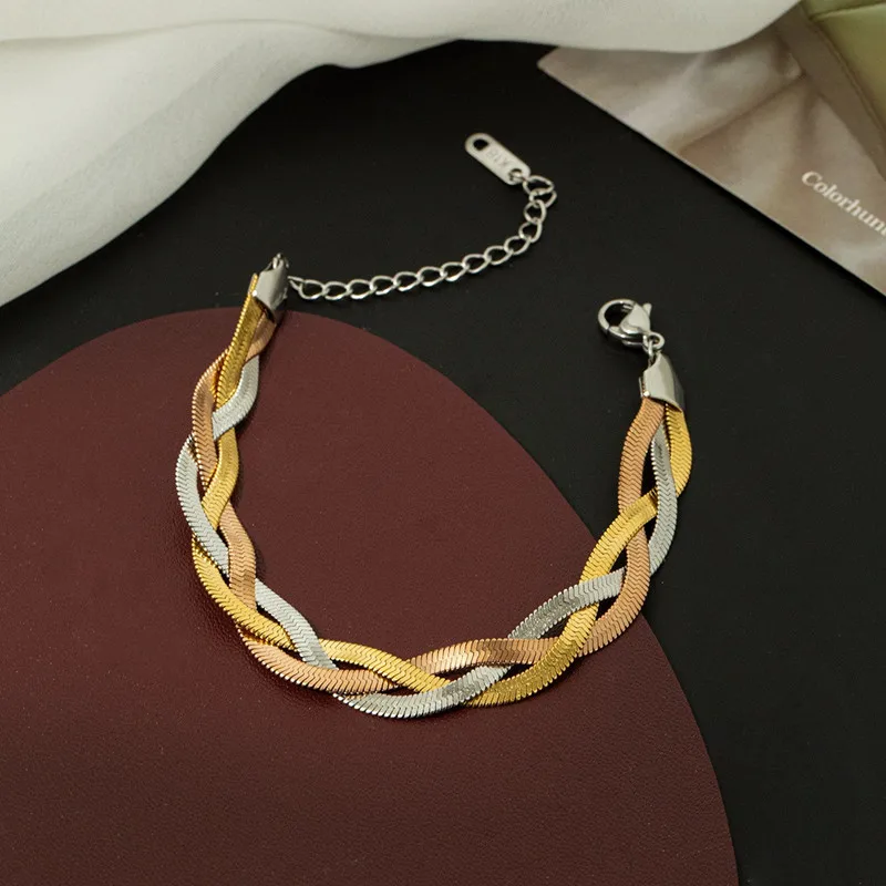 2PCS/Set Fashion New Stainless Steel Snake Chain Choker Men Necklace For Women Statement Choker Bracelet Jewelry Gift