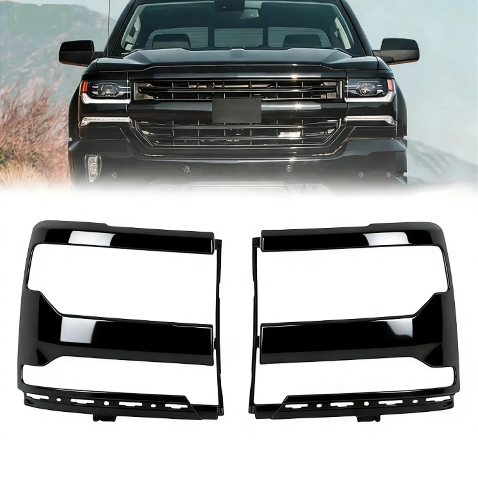 FOR Chevrolet Silverado1500 2016-2018 Models Piano Black Headlight Bezels OE 84548103/84548104 Original Replacement Parts