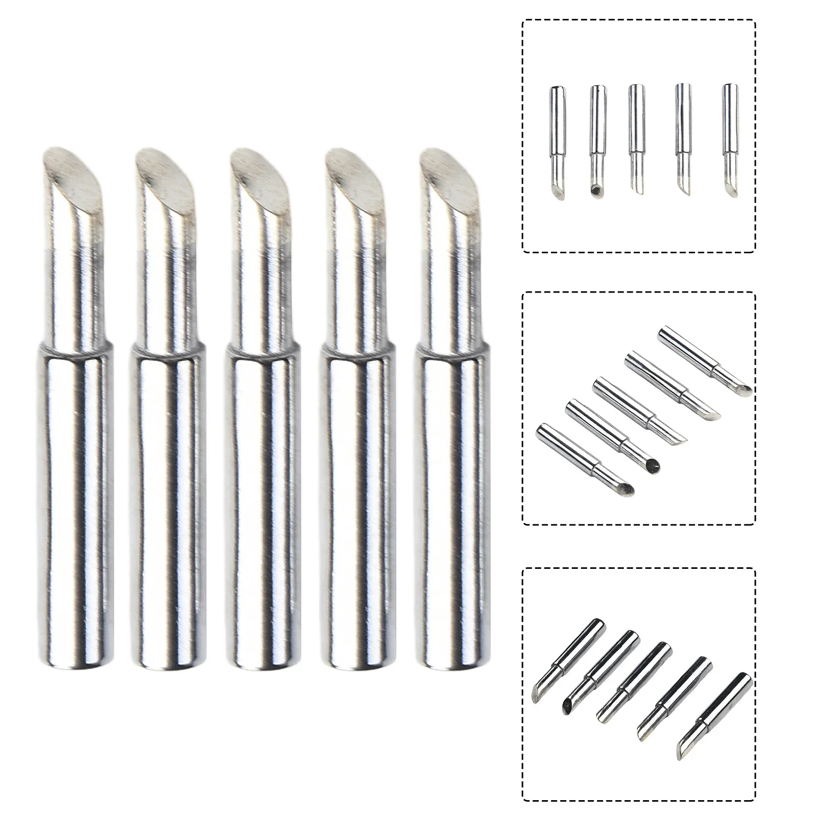 Soldering Iron Nozzle Soldering Iron Tips Soldering Tools 5pcs 900M-T-5C Silver Soldering Iron Welding For 936