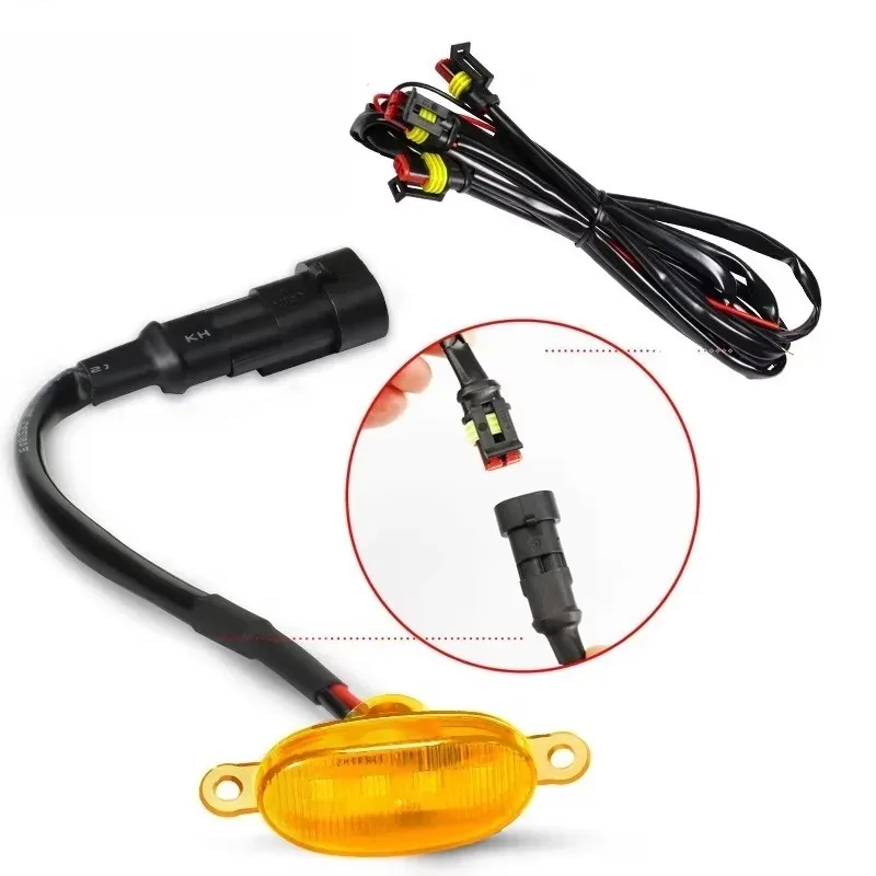 

4 Pieces/set Automotive General LED Grille Light Yellow Amber Wiring Harness Daytime Running Grille Light Fog Light