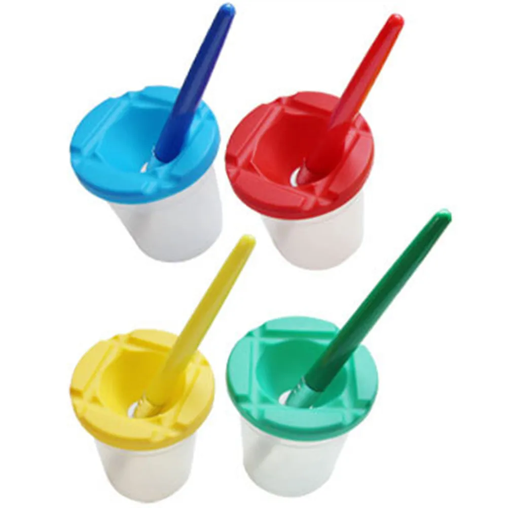 

19pcs Graffiti Painting Brush Set 5 Wash Cups 8 Irregular Tips Color-Coded Leak-Proof Transparent Holders Watercolor