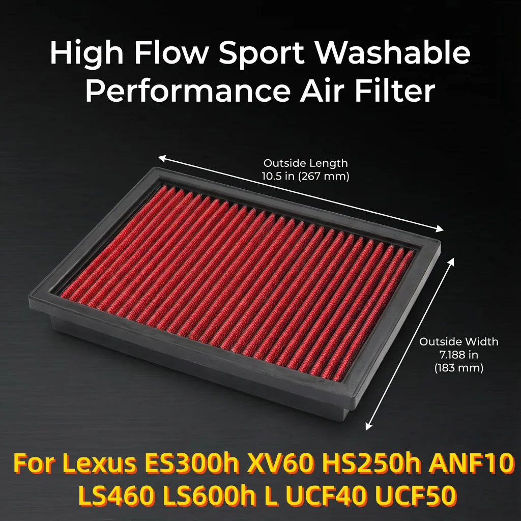 

For Lexus ES300h XV60 HS250h ANF10 LS460 LS600h L UCF40/50 2.5 4.6 5.0 2006-2018 High Flow Sport Washable Performance Air Filter