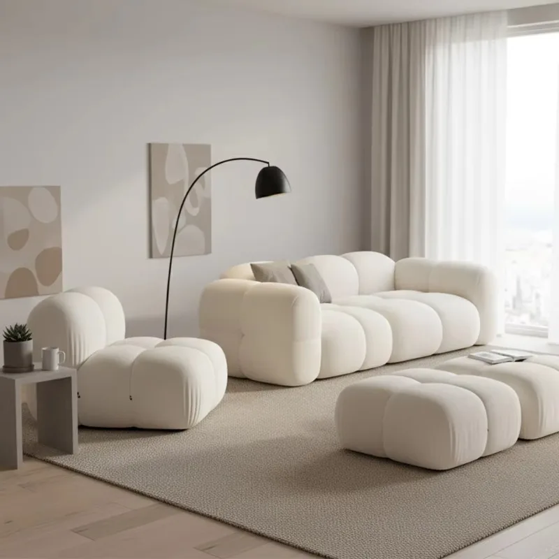 

Soft living room sofa set, modern cloud sofa comfortable foam filled jelly, elegant design fabric single and double triple size