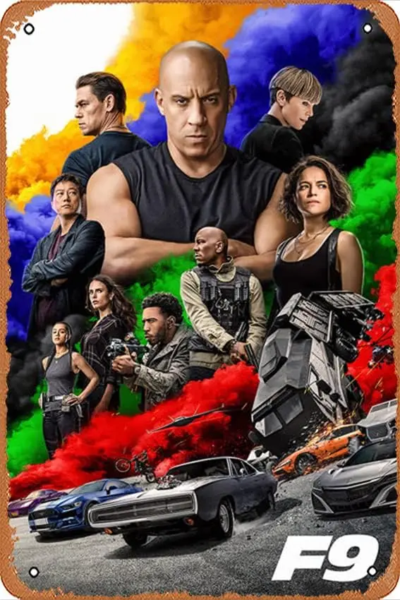 Wall Decor Metal Sign - F9 (Fast & Furious 9) Movie Poster Vintage Metal Sign Poster Sign Garage Bar Wall Decor 8 × 12 inch sign