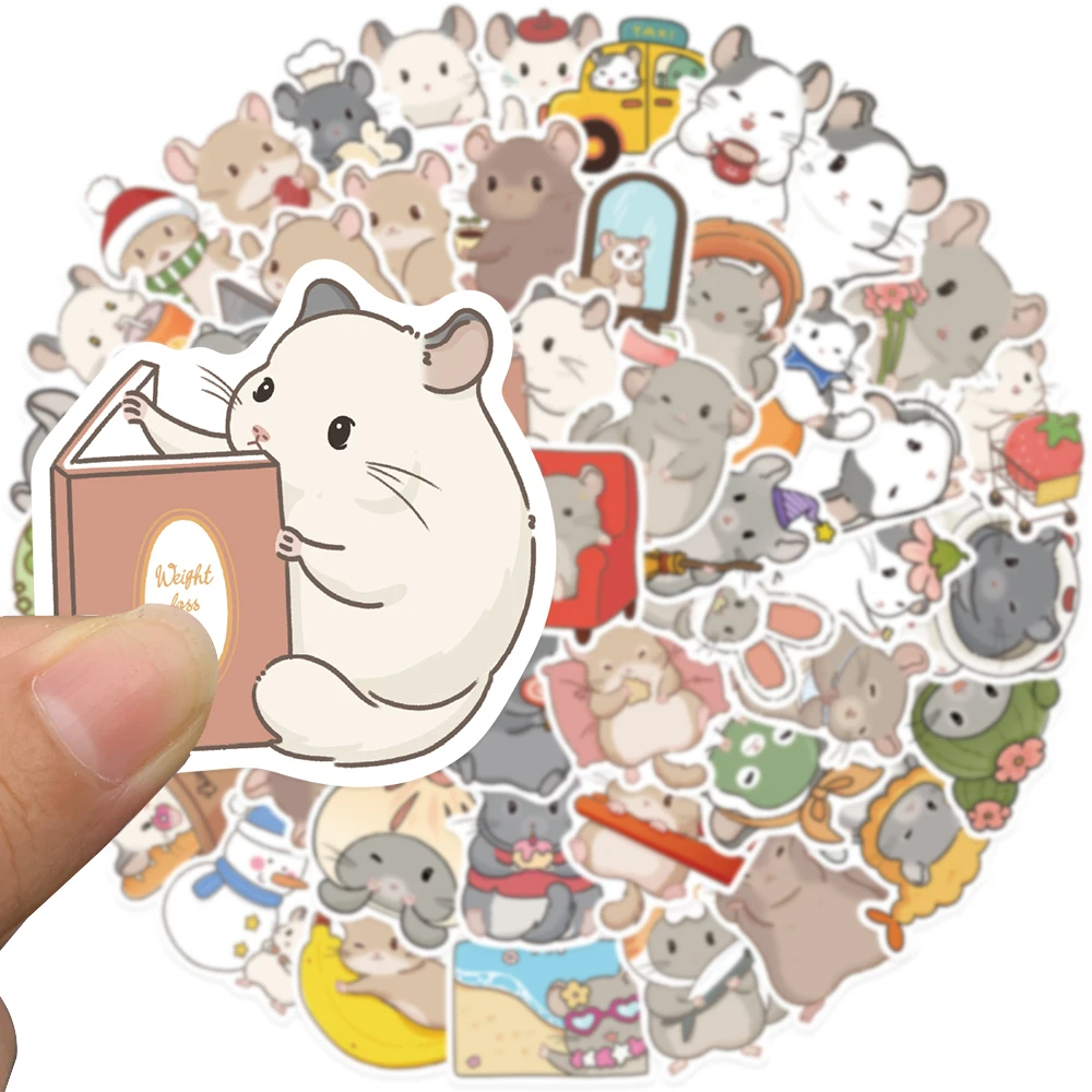 50PCS Chinchilla Stickers Funny Animals Decals For Student Tablet Suitcase Refrigerator Laptop Notebooks Stickers Toy Gifts