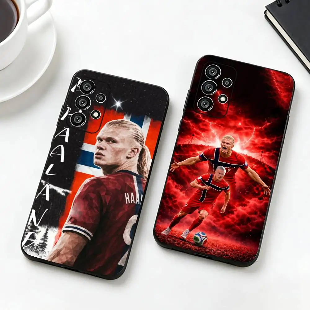 Football E-Erling H-Haaland  Phone Case Black Silicone Soft For Samsung S25,S24,S21,S22,S23,S30,Ultra,S20,Plus,Fe,Lite