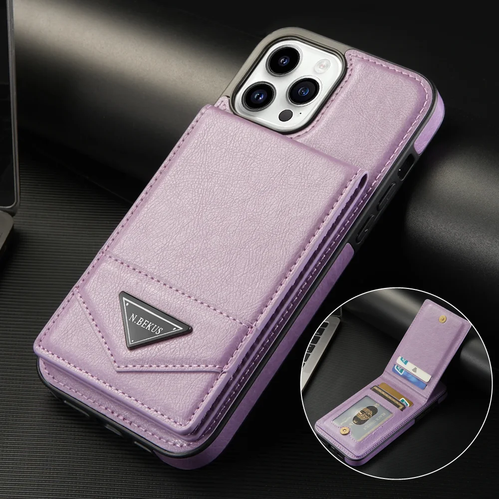 Vertikale Karten Solt Wallet Ledertasche für iPhone 16 15 14 Pro Max 16E 13 12 11 Pro XR XS Max 7 8 Plus SE Magnetische Standabdeckung