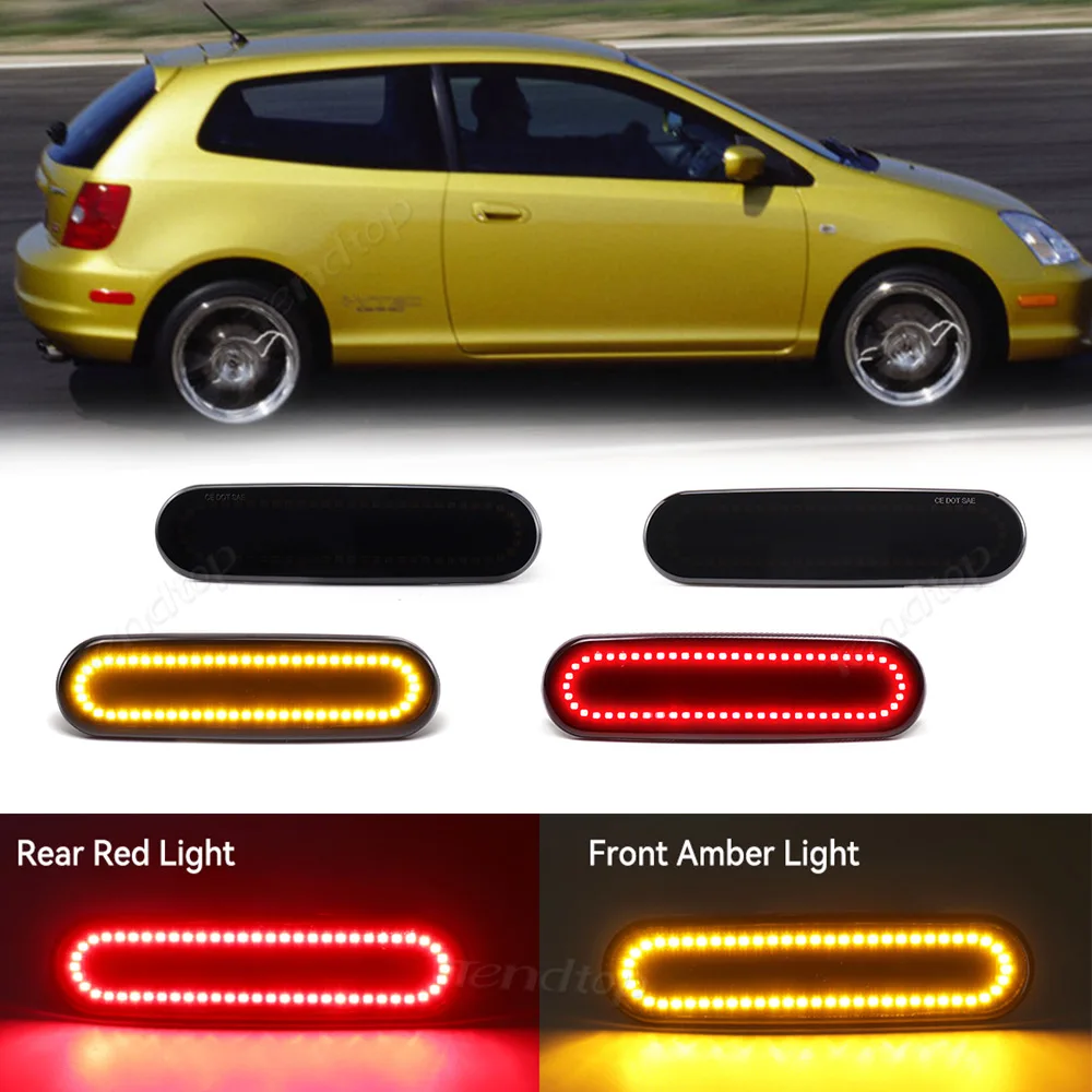 

Amber/Red Full LED Side Marker Light For 2002-2005 Honda Civic Si EP3 3 Door Turn SignalLights/Driving Light OEM Sidemarker Lamp