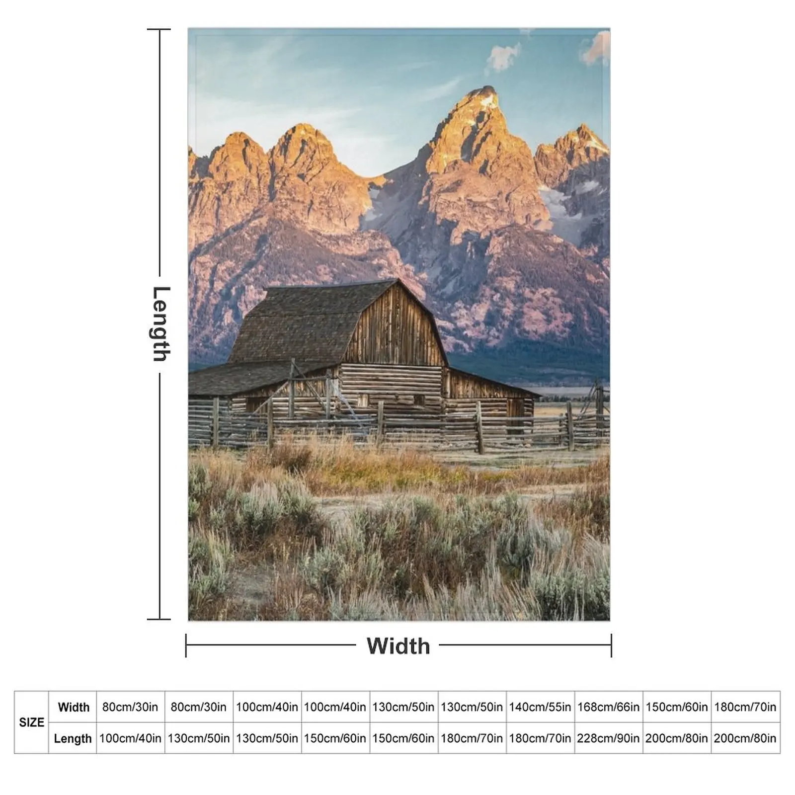 Grand Teton National Park - Moulton Barn Throw Blanket couch cozy soft plush fuzzy picnic outdoor blanket