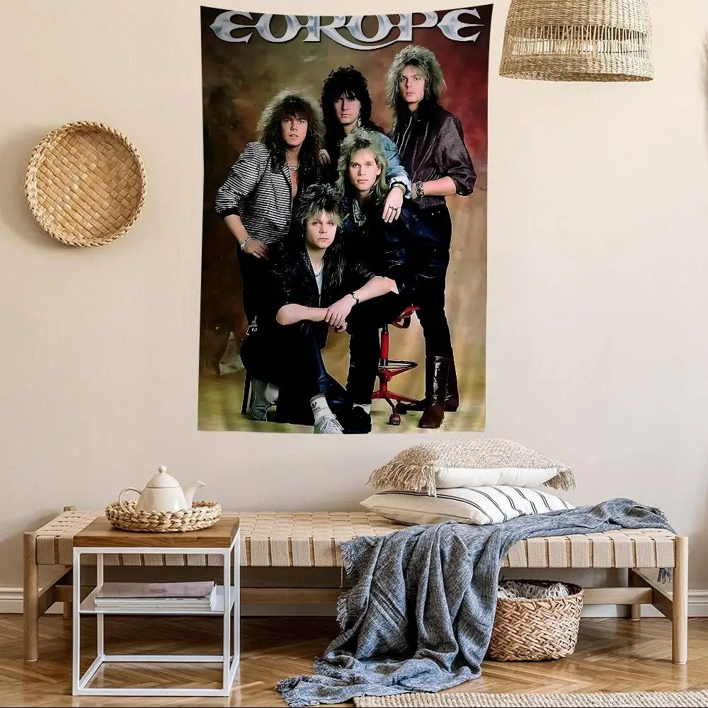 Tapestry Dinding Besar Motif Band Rock Klasik E-Europe, Karpet Dinding Hippie Tarot, Dekorasi Rumah dan Kamar Asrama