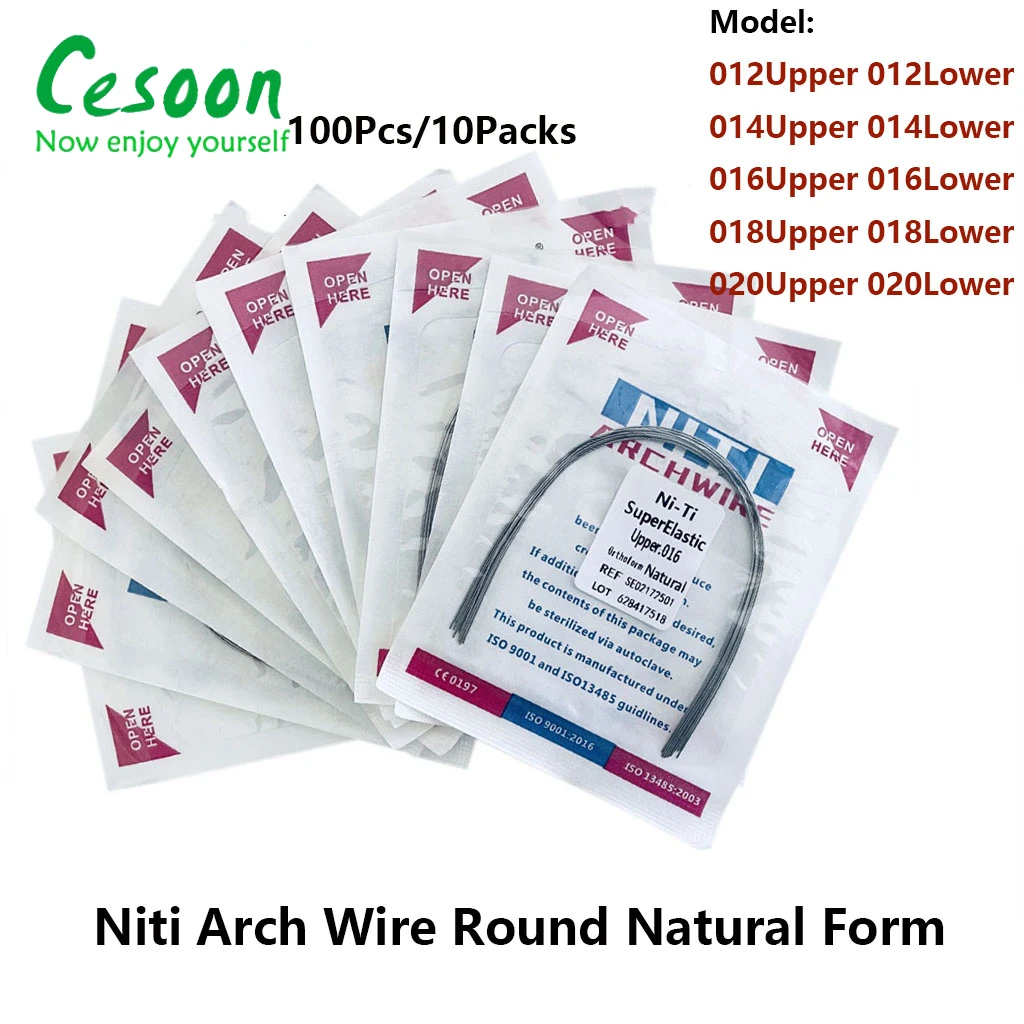 

Cesoon 10Packs Dental Niti Arch Wire Orthodontic Super Elastic Round Natural Form Archwires Upper/Lower Dentistry Material