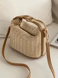 2024 Summer New Grass Weaving Small Bag Casual Women's Bag Handheld One Shoulder Crossbody Bag