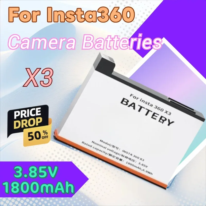 

New 3.85V 1800mAh for Insta360 ONE X3 for Insta360 X3 Battery Charger Camera 360 Panoramic Action Camera Batteries Accessories