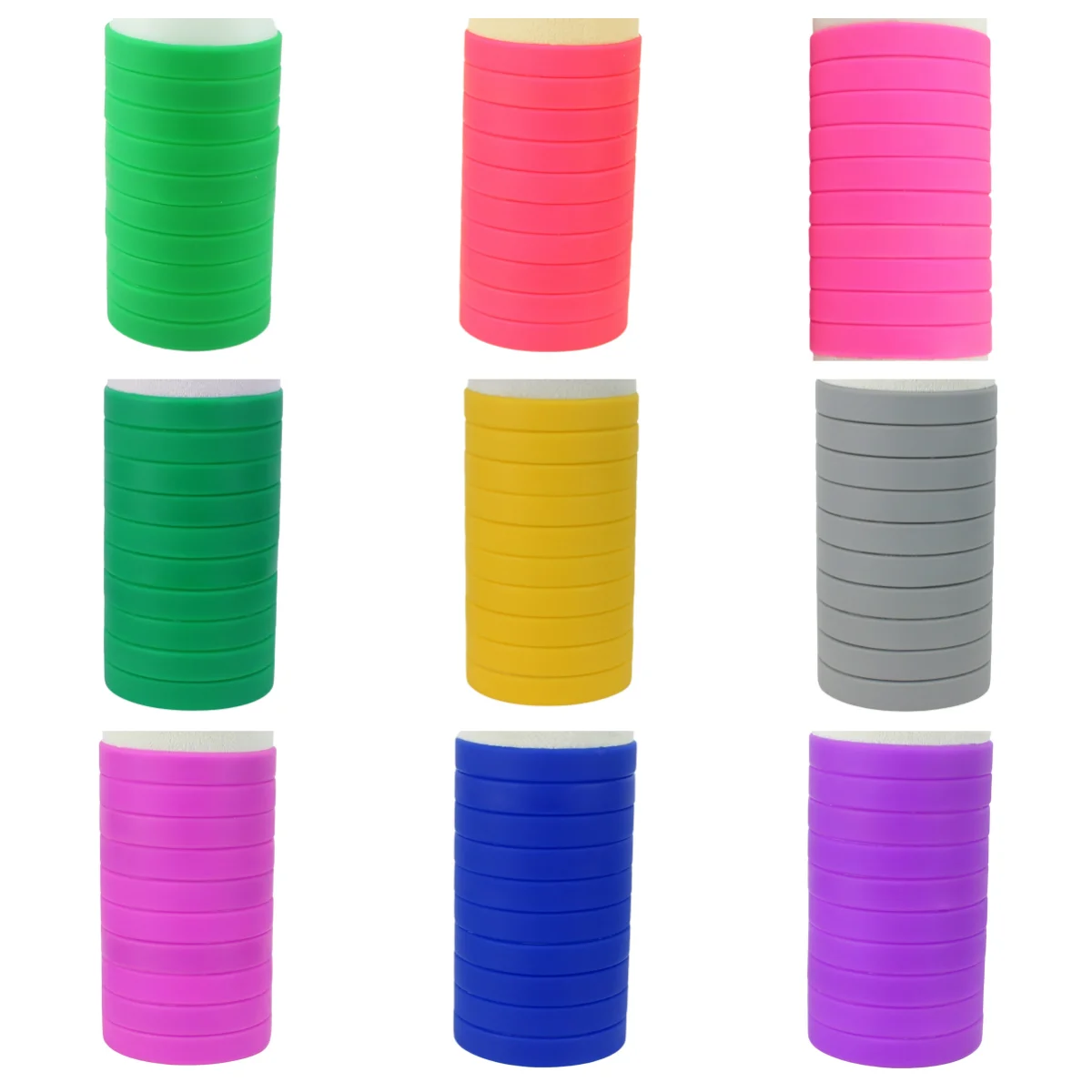 10 Piece Set of Simple Solid Color Silicone Bracelets, Versatile Commuting Accessories, Multiple Monochrome Options Available