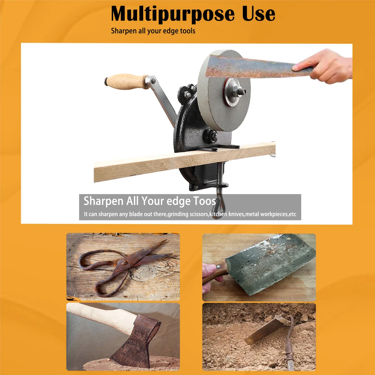 Penggiling Roda Gerinda Desktop Putar Tangan Mesin Pengasah Kuno Alat Pemotong Rautan Pemoles untuk Peralatan Dapur