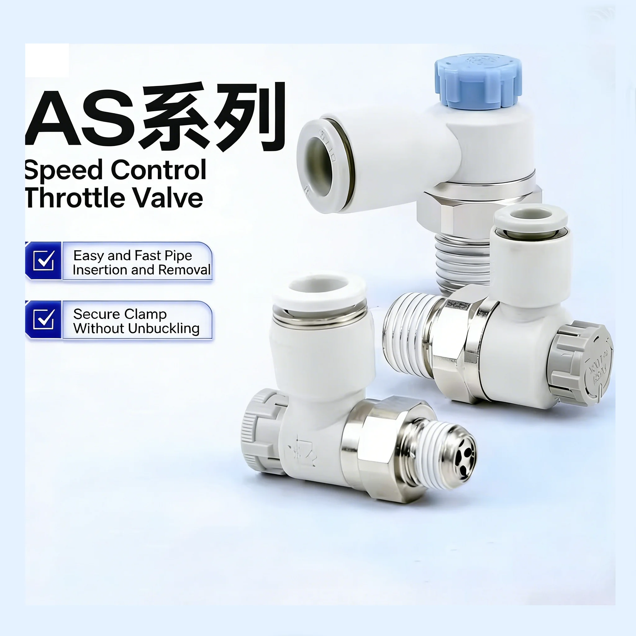 50pcs AS1201F/1211F-M3/M5-04/06A AS2201F/2211F-01/02-04/06/08/10SA Speed Controller Throttle Valve Pneumatic Fitting