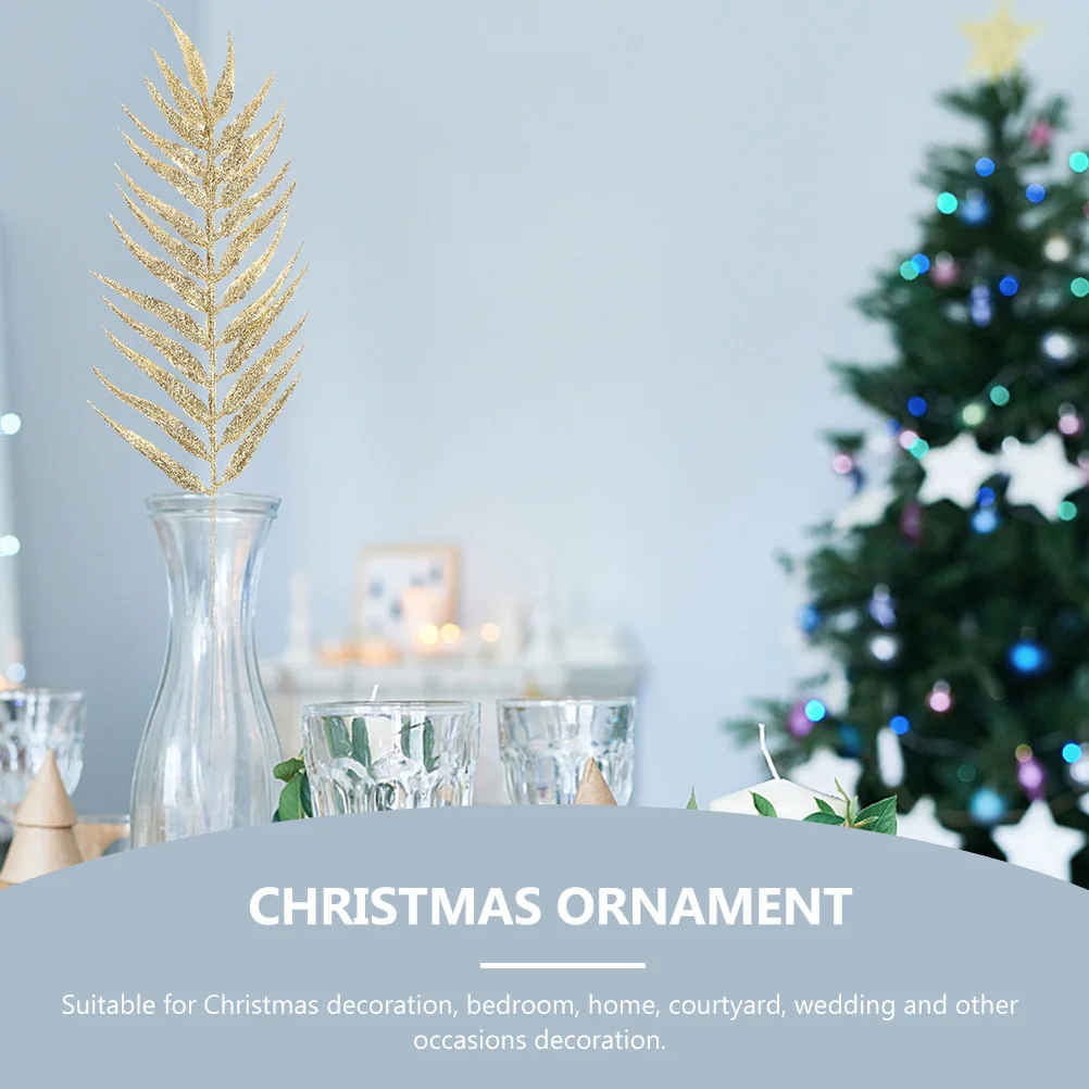 

6Pcs Xmas Decorative Prop Glittery Leaves Pendant for Bedroom Home Courtyard Wedding Decoration Glittery Leaves Pendant