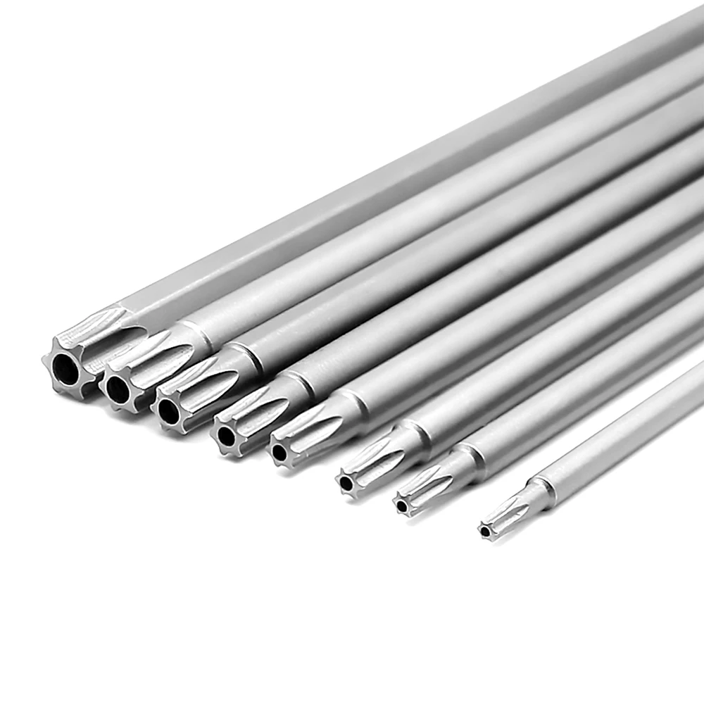 8pcs 50-200mm Torx Bits Hex Security Bit Set Tamper Proof Screwdriver Drill Bit Screw Driver Bits Torx Head 1/4" Hex Driver Bits