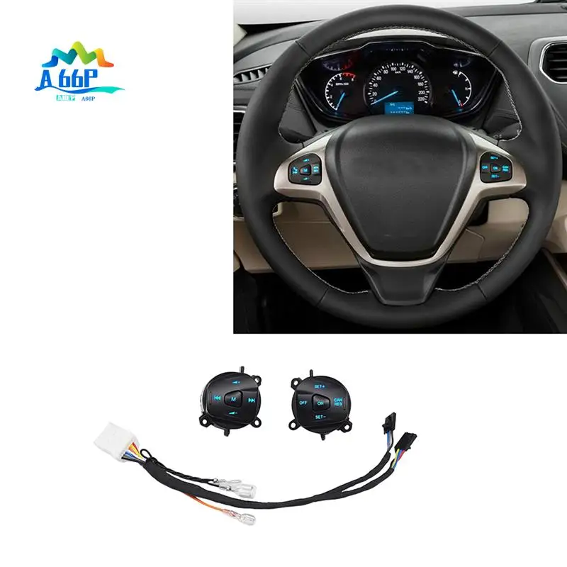 

A66P-Car LED Steering Wheel Cruise Control Switch Button With Wiring For Ford Fiesta MK7 MK8 Escort Ecosport 2013-2015