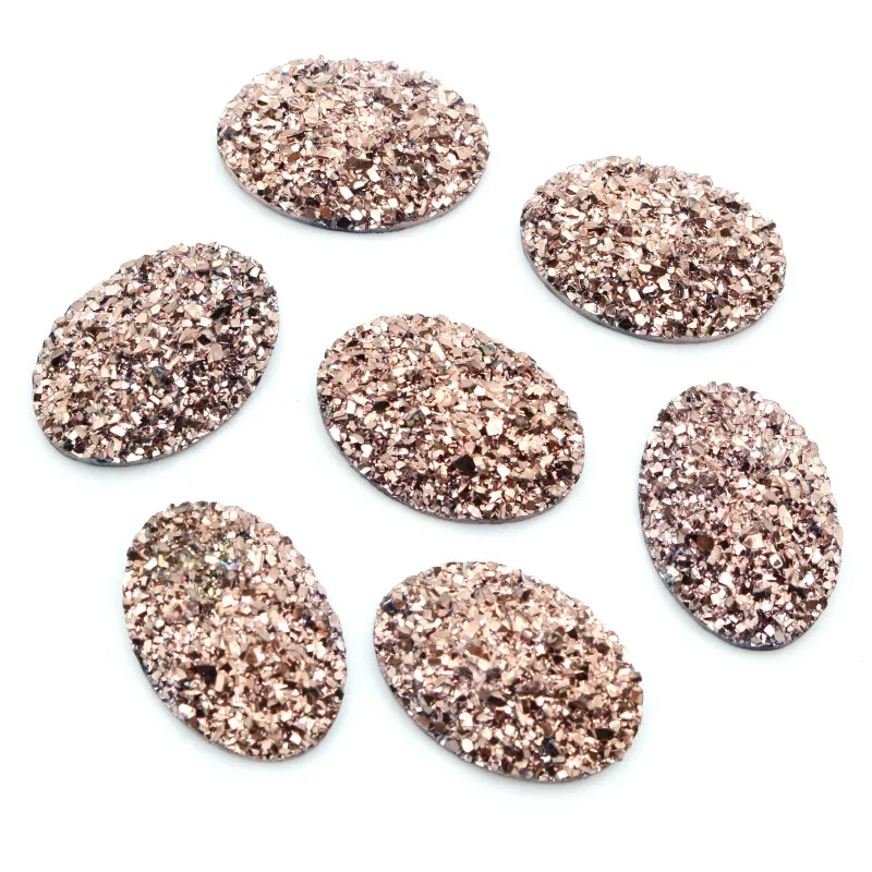 New Fashion 10pcs 18x25mm Mixed Colors Natural ore Style Flat back Resin Cabochons For Bracelet Earrings accessories