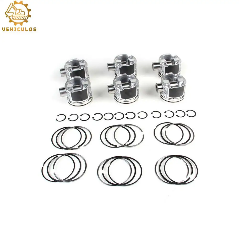 6PCS Pistons & Rings Set 83.01MM Φ30MM 059107065DF 059198151N For Audi A4 A5 A6 A7 A8 Q5 Q7 3.0 VW Touareg Phaeton TDI Diesel