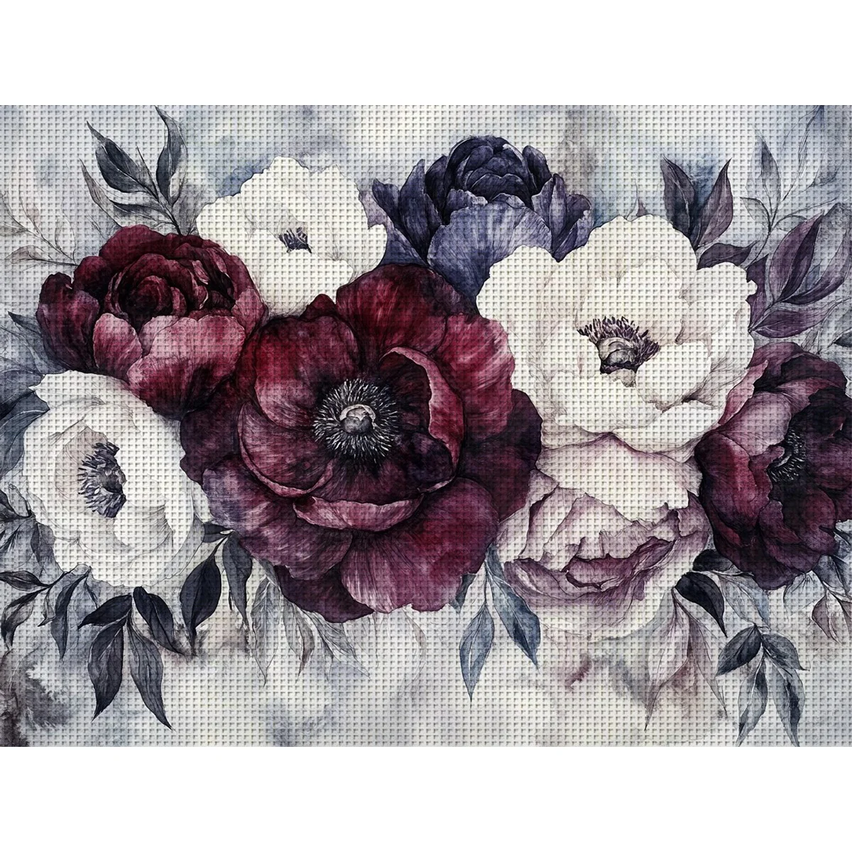 1 Stück, 30 x 40 cm / 11,8 x 15,7 Zoll, Blumenmuster, 11CT/14CT, Kreuzstich-Set zum Selbermachen, entspanntes Kreuzstich-Stickset für Erwachsene und Anfänger.