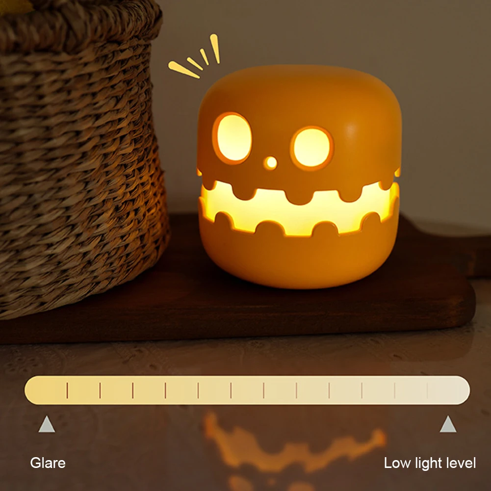 Halloween abóbora candeeiro de mesa carregamento usb led night light lâmpada cabeceira luz da noite para o quarto sala estar