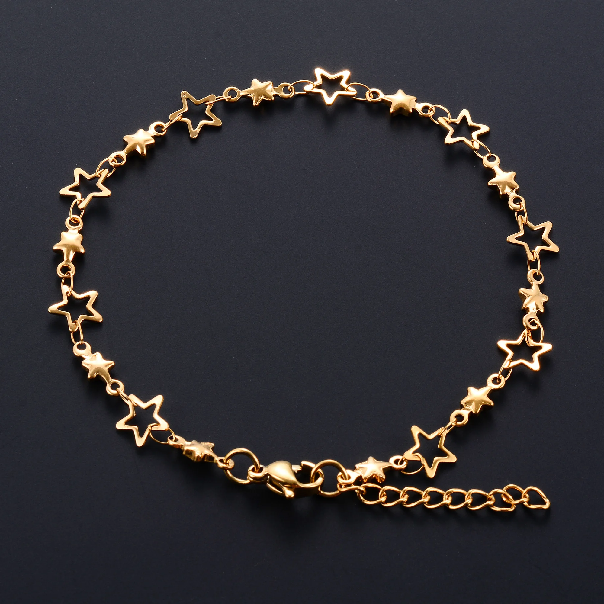 لطيف الفولاذ المقاوم للصدأ سوار ربط سلسلة نجمة للنساء اليد سلسلة معصمه الفضة والذهب اللون خلخال مجوهرات معدنية هدية