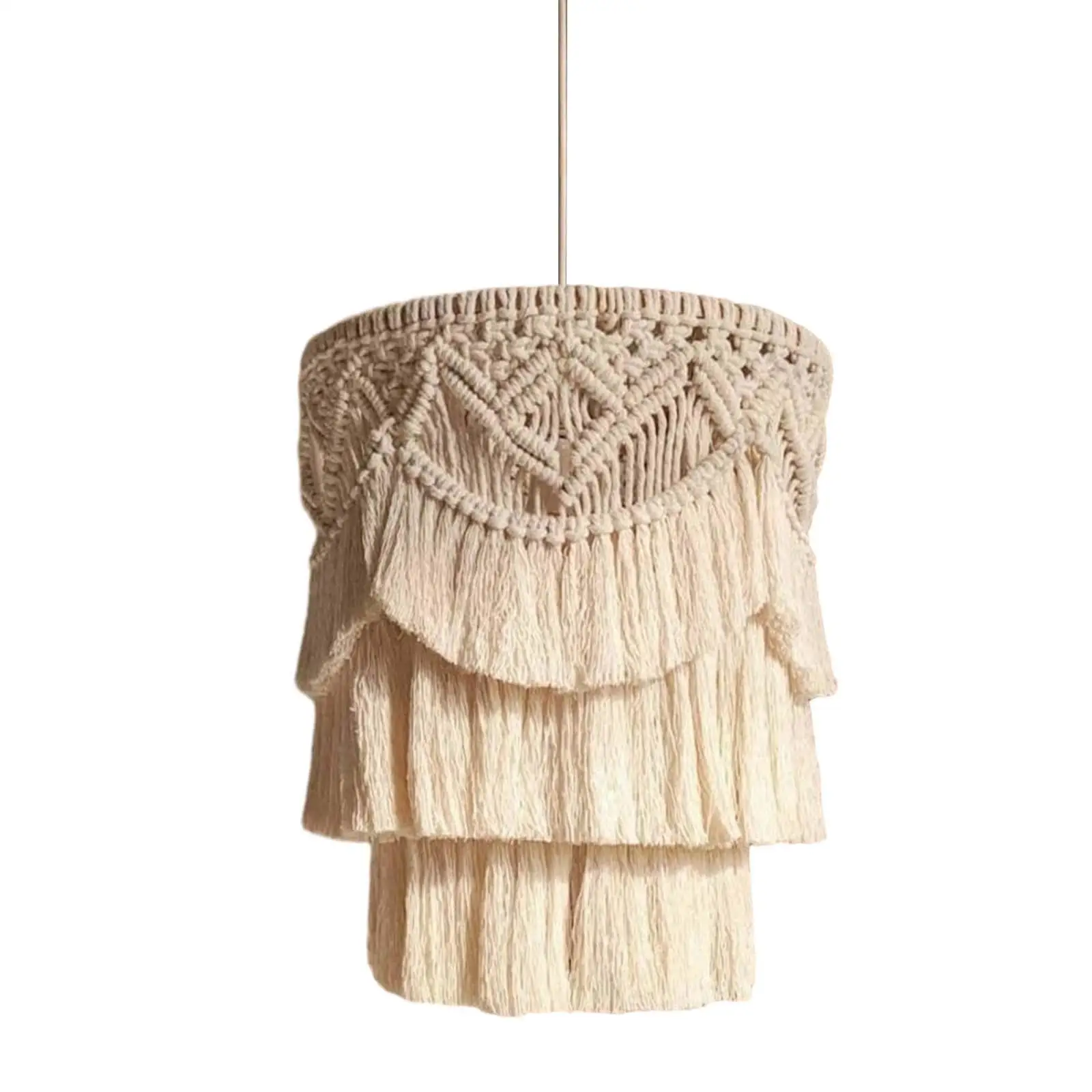 Macrame Lamp Shade Chandelier Shade Weaving Lighting Fixture Boho Hanging Pendant Light Cover for Cafe Restaurant Decorations