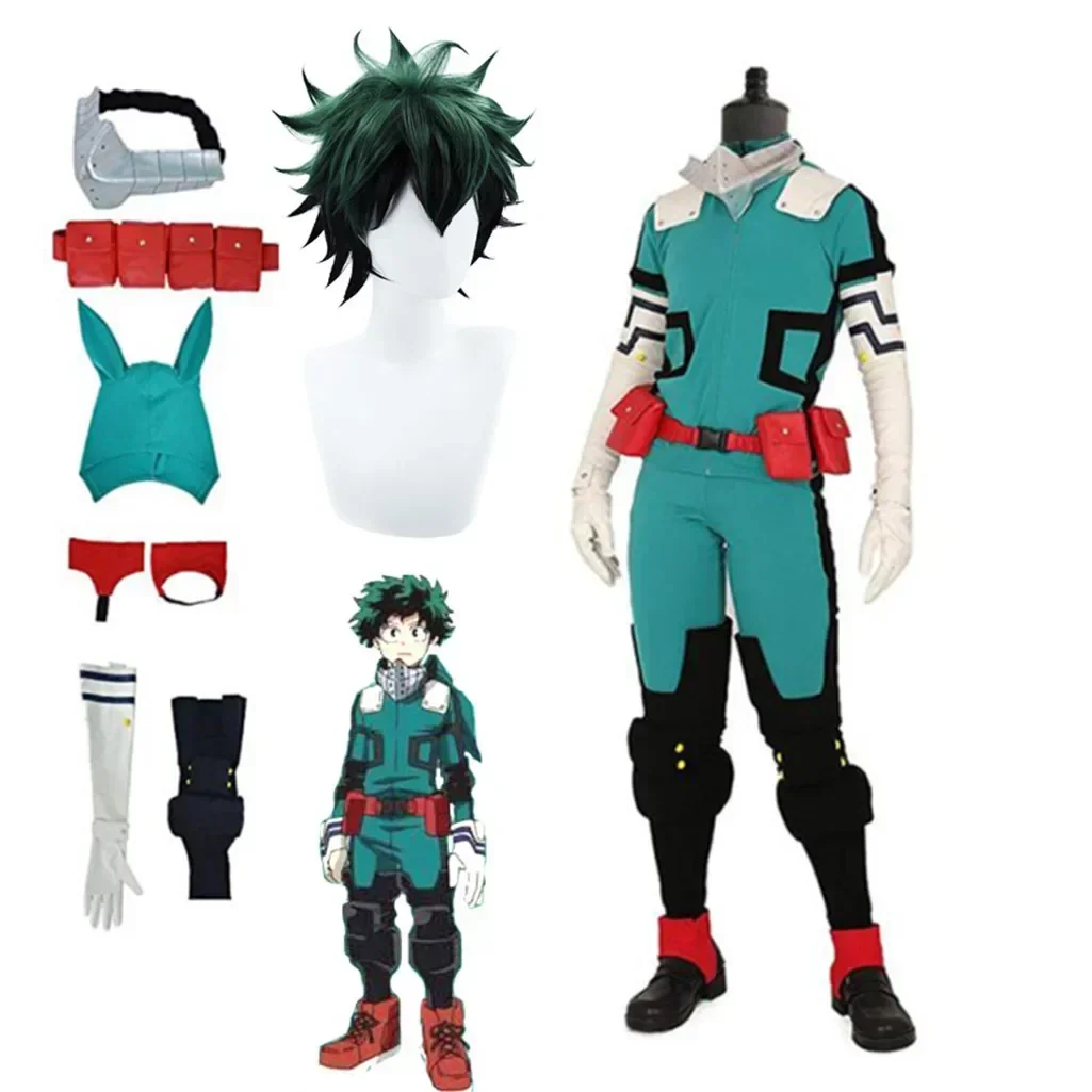 

Anime My Hero Academia Midoriya Izuku Cosplay Deku Battle Cosplay Costume My Hero Unisex Costume Set Halloween Wig