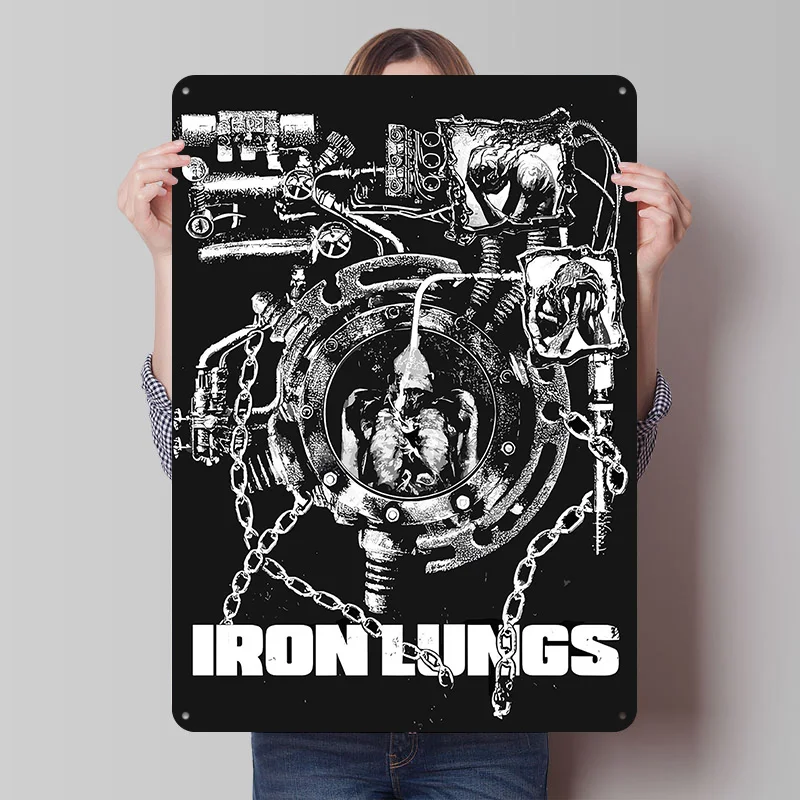 Iron Lungs Machine With Human Torso Poster Customized Vintage Metal Signs Wall Art Retro Tin Plaque for Decoration Room House