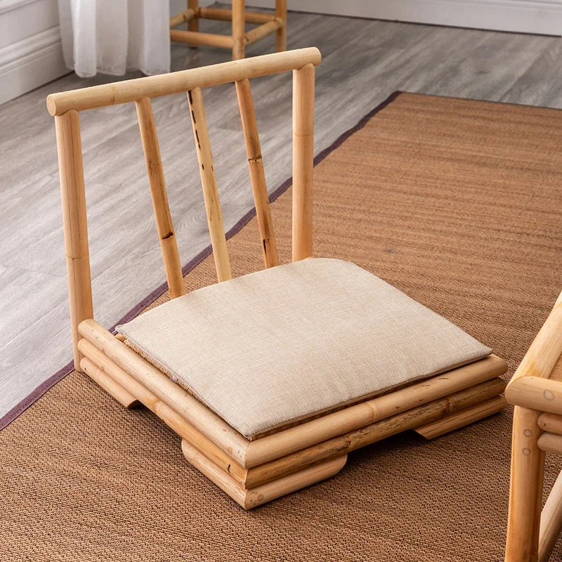to-Bamboo and Rattan Tatami Chairs Zen Inspired Low Chair Balcony Teahouse Backrest Seat Japanese