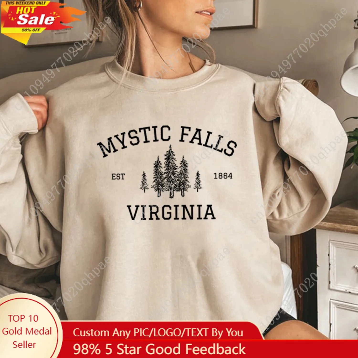 

Mystic Falls Virginia Sweatshirt Vampire Fan Sweater Salvatore Brothers Hoodie Unisex Long Sleeve Sweatshirts Casual Pullovers