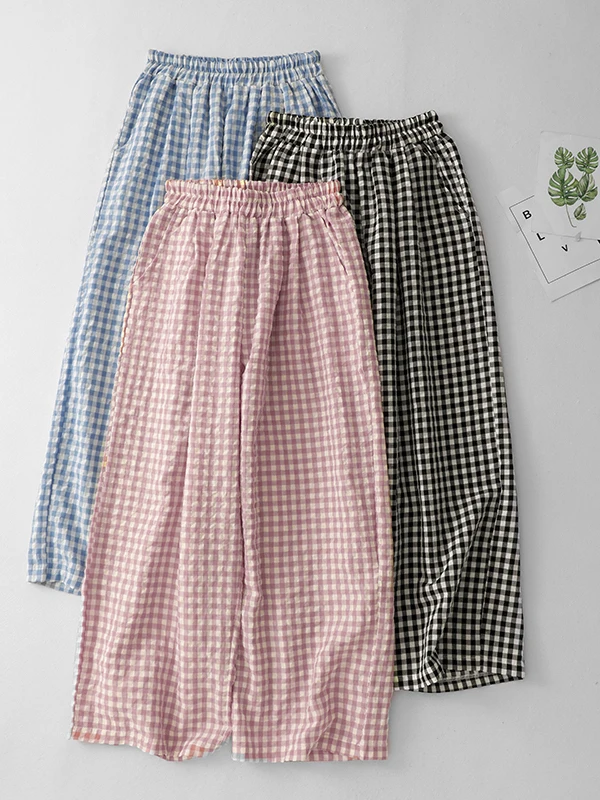 

Художественные свободные большие брюки с высокой талией и широкими штанинами, повседневные свободные брюки из смеси хлопка с эластичной резинкой на талии, летние брюки из девяти зубов