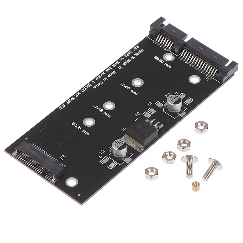 Carte adaptateur de convertisseur M.2 NGFF SSD vers SATA avec vis B + M Ke 2.5 pouces 15 broches Sata3, 1 pièce
