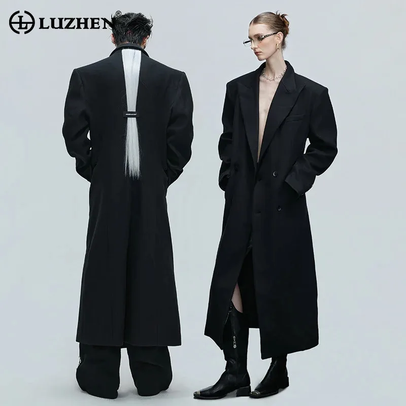 

LUZHEN Original Personalized Hair Tassel Patchwork Design Solid Color Windbreaker Coat Men 2025 New Fashion Trench Jacket JY4826
