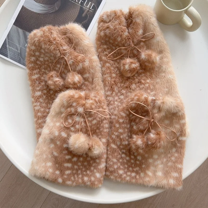 حار الفتيات فو الفراء أفخم الرنة تدفئة الساق النساء عيد الميلاد الدافئة Kawaii فروي الأحذية الجوارب غطاء الساق زي أحذية عالية الجوارب