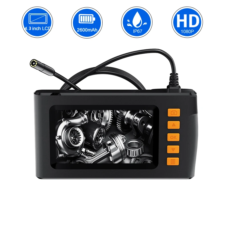 

1080P HD Industrial Endoscope Camera 8mm Waterproof IP67 Inspection Borescope Drain Snake Camera 4.3" inch Automotive Camera