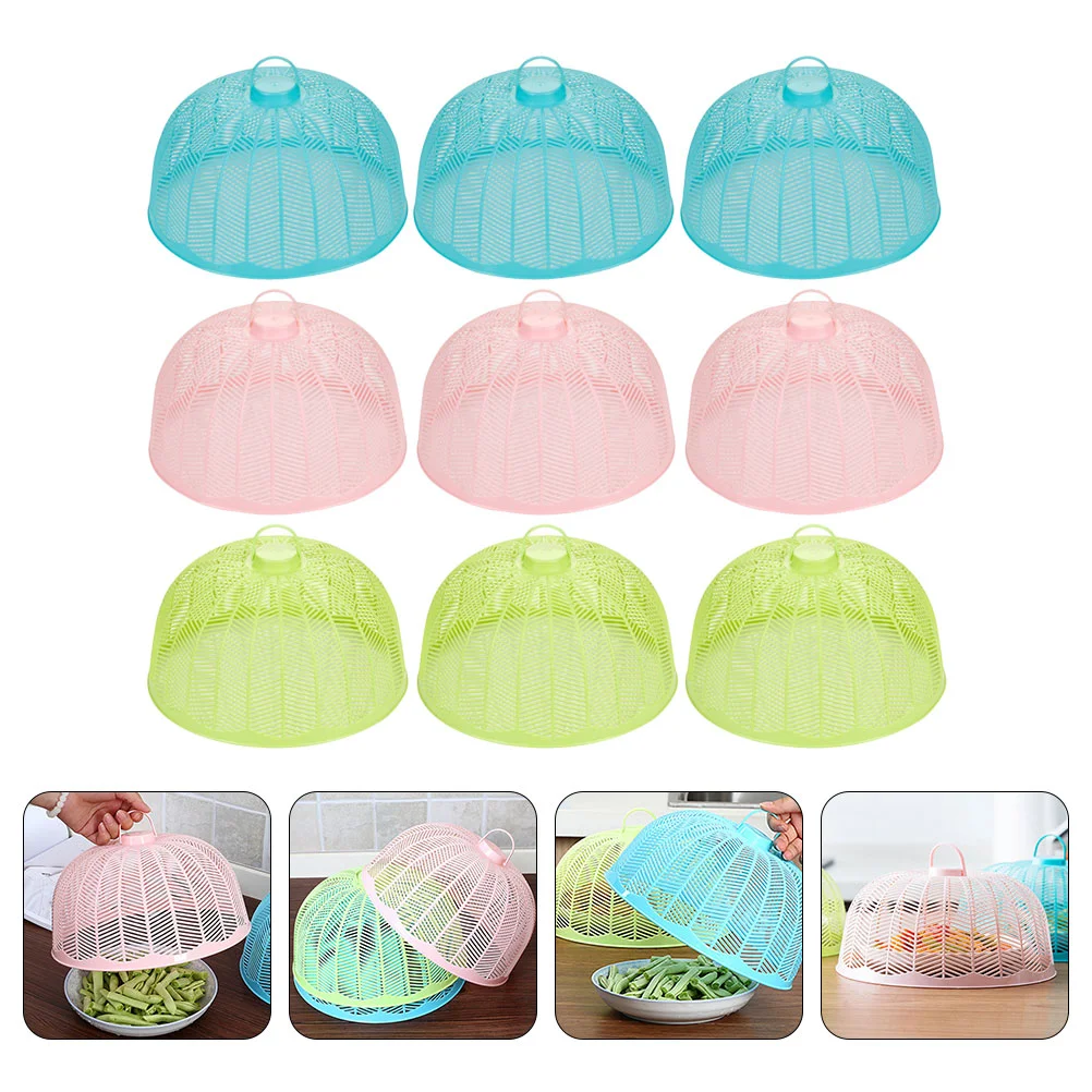 

9 PCS Dish Cover Plastic Food Kitchen Home Vegetable Dessert Round Protector Portable Simple