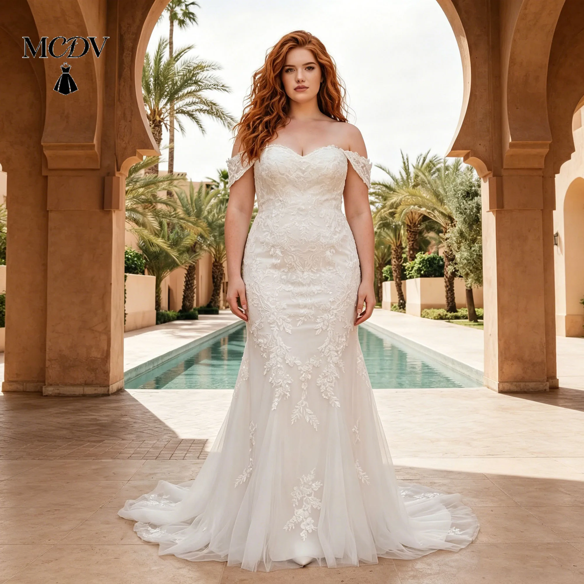 

Off Shoulder Lace Wedding Dresses Plus Size Sweetheart Applique Bride Gowns For Women Corset Back vestidos de noiva Customized