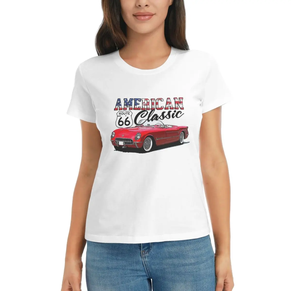 

Women T-Shirt Classic Corvette Car Summer Short Sleeve Tees Crew Neck Cotton T Shirts Clothes Tops Streetwear